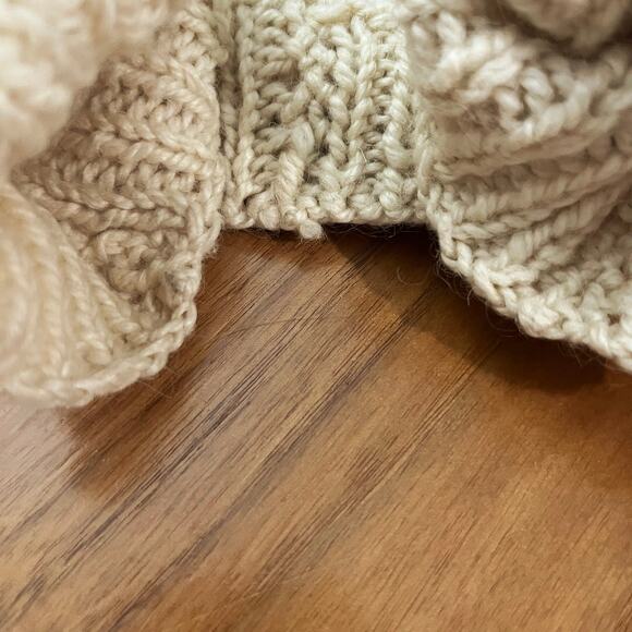 Fisherman Sweater Unisex Size M Crewneck Cable Knit Diamond Cream Wool Natural - Picture 9 of 9